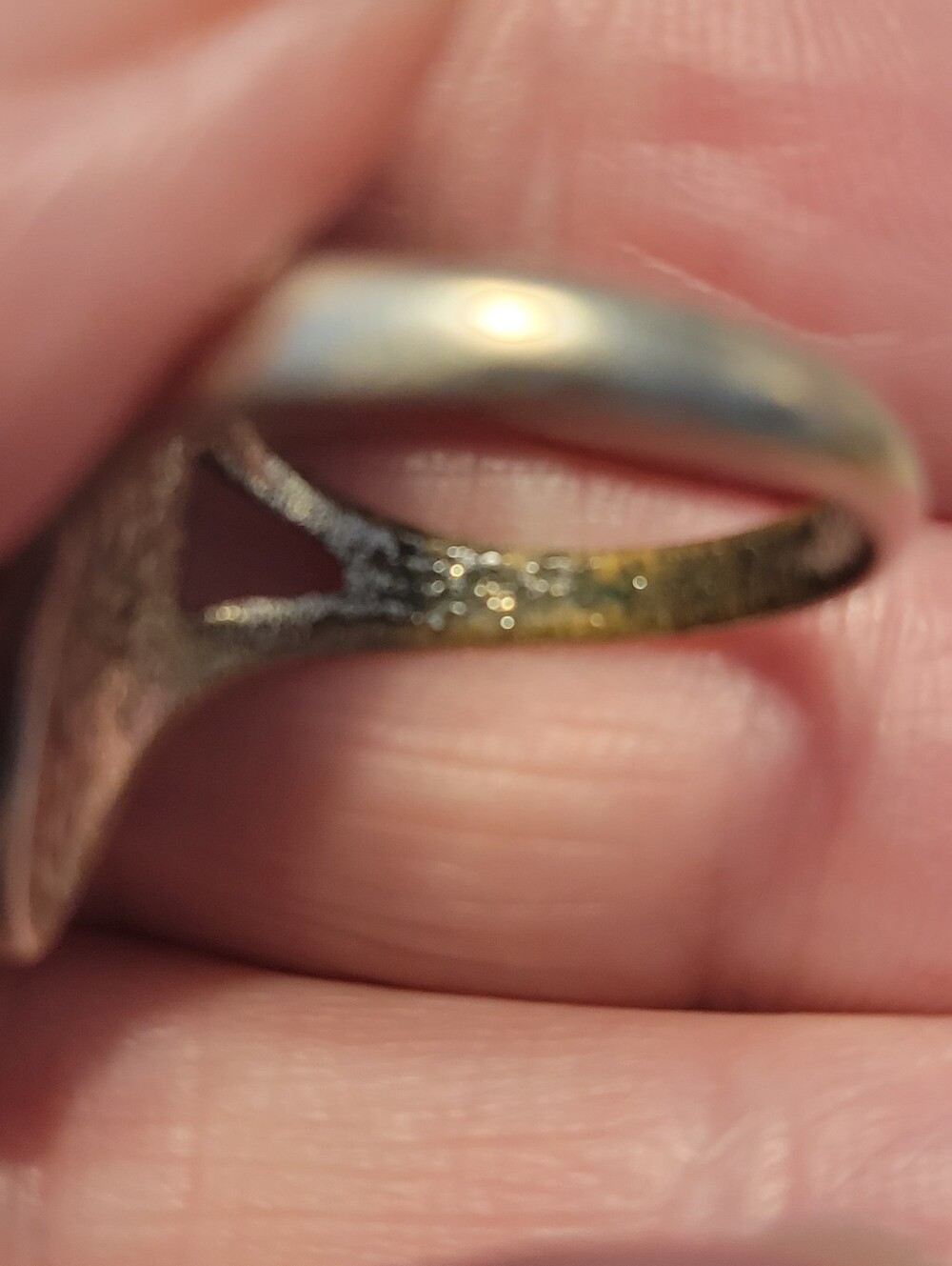 VINTAGE Silver Turquoise Inlay Oval Statement Ring S8 - Picture 6 of 6